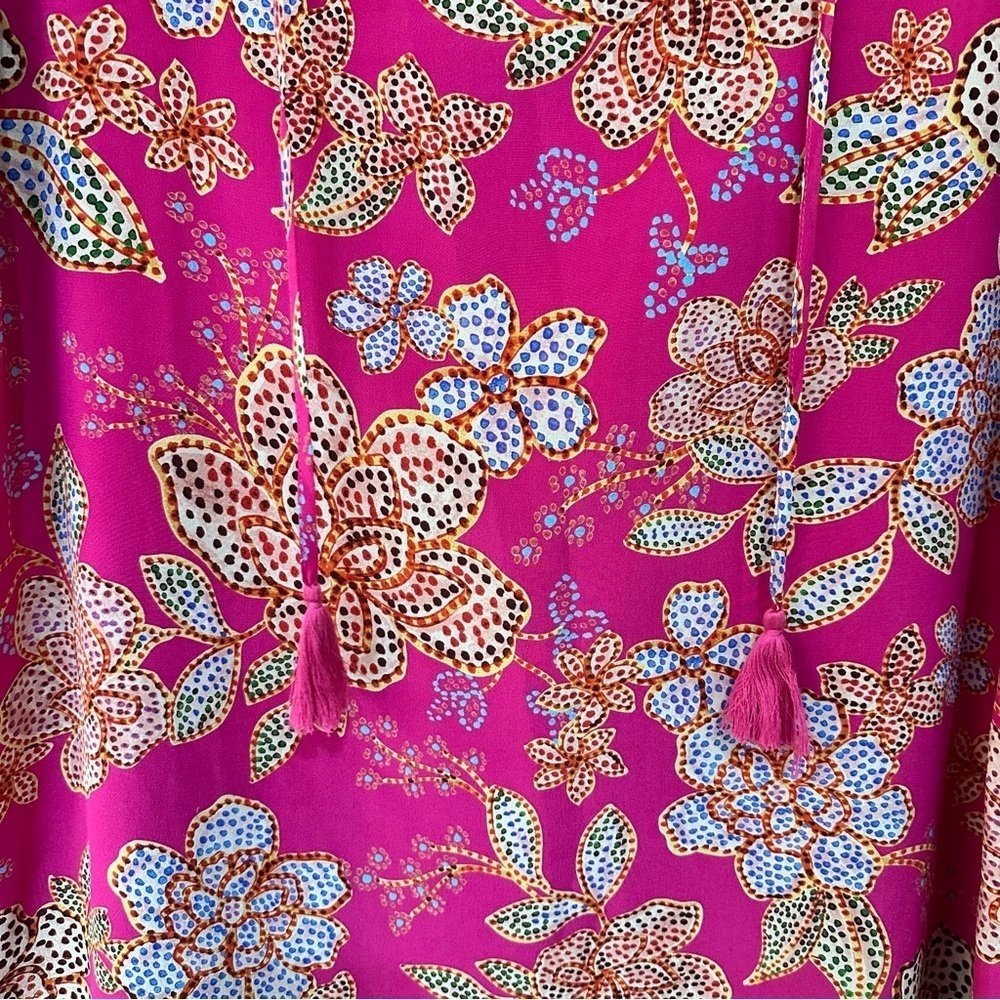 Johnny Was Vesna Floral 100% Silk Tunic Dress Pink Multi Boho Style Size Small - Picture 4 of 10